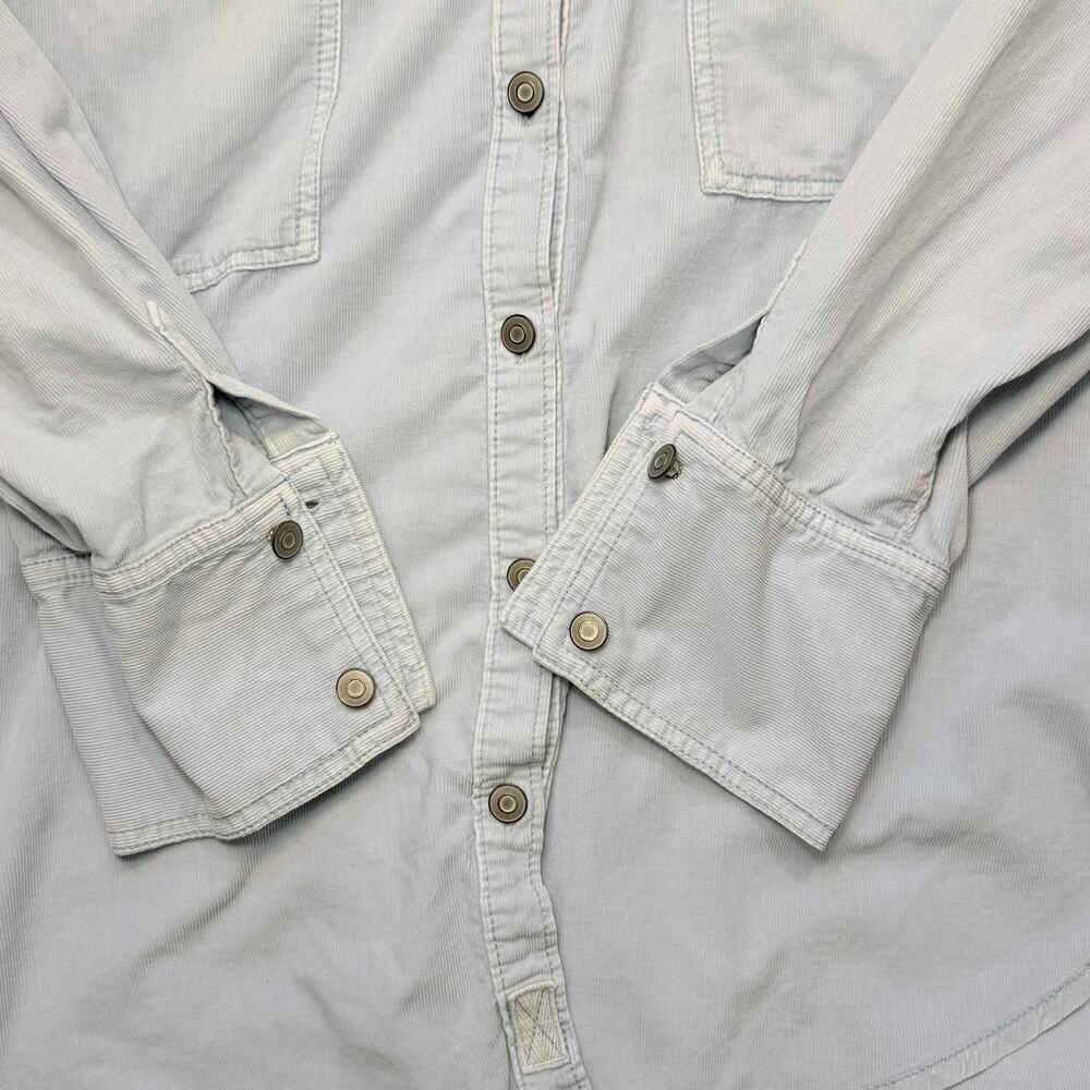We The Free Corduroy Button Down Shirt Large Oversized Blue Shacket Boho - Picture 6 of 12